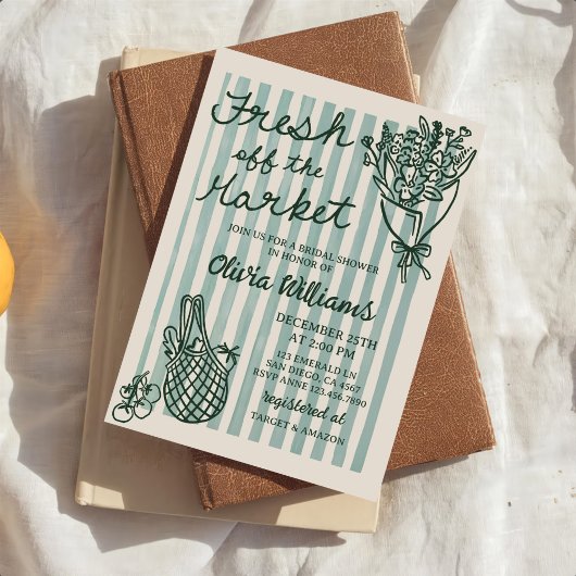 Verse Markt Handgetekende Bruiloftsborrel Kaart