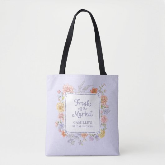 Verse markt paarse bloemen tote bag (Voorkant)
