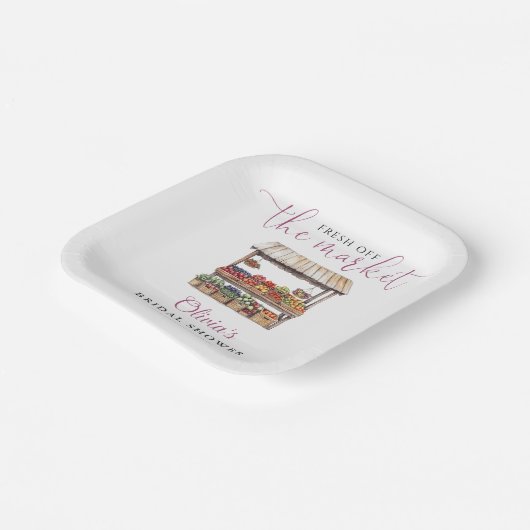 Verse Markt Rustieke Bruidsdouche Papieren Bordje (Gebogen)