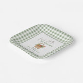 Verse Markt Sage Gingham Bruiloftsborrel Papieren Bordje (Gebogen)