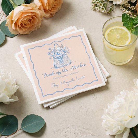 Verse markt schets bloemrijke bruidsdouche servet