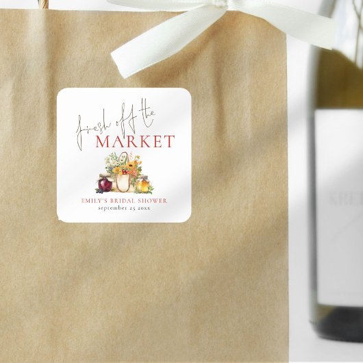 Verse Markt Waterverf Bruidsdouche Vierkante Sticker