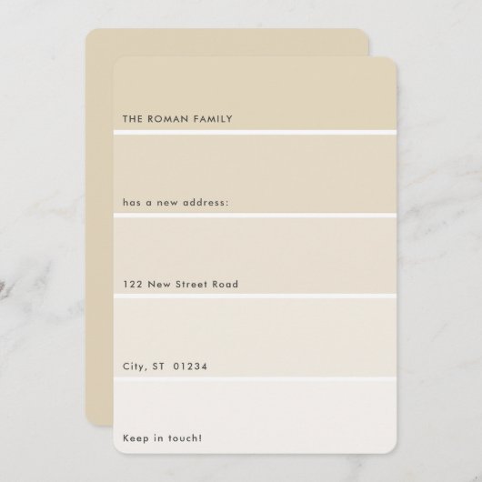 Verse mededeling verf Beige Paint Chip Kaart (Voorkant / Achterkant)