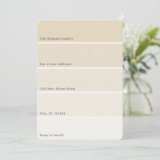 Verse mededeling verf Beige Paint Chip Kaart (Staand voorkant)