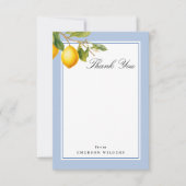 Verse mediterrane citroen blauw en wit dank u bedankkaart (Voorkant)