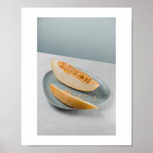 Verse meloenplak op bord - Minimalistische voedsel Poster (Voorkant)