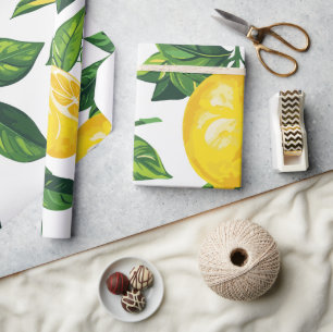 Verse Middellandse Zee Citroen en Groene Bladeren Cadeaupapier