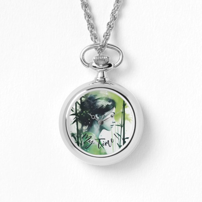 Verse moderne bamboe zen, gepersonaliseerde tijd p horloge (Voorkant)