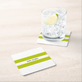 Verse moderne lime groene strepen gin goeroe kartonnen onderzetters (Insitu)