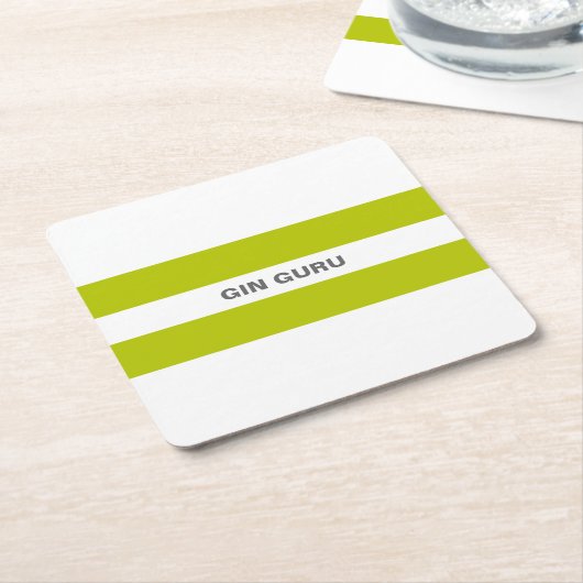 Verse moderne lime groene strepen gin goeroe kartonnen onderzetters (Schuin)