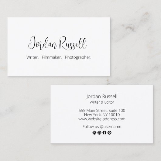 Verse moderne zwarte en witte Visitekaartje in scr (Voorkant / Achterkant)