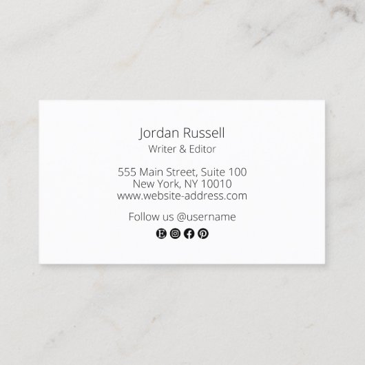 Verse moderne zwarte en witte Visitekaartje in scr (Achterkant)