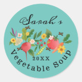 Verse moestuin medley & vlinders Blauwgroen Ronde Sticker (Voorkant)