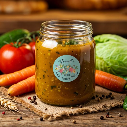 Verse moestuin medley & vlinders Blauwgroen Ronde Sticker