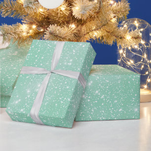 Verse Munt Groen Zachte Witte Glitter Patroon Cadeaupapier