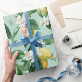 Verse Munt Groene Citroen Bloesem Waterverf Patroo Cadeaupapier