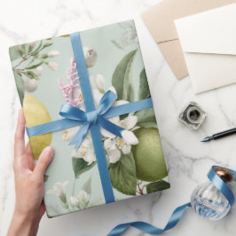 Verse Munt Groene Citroen Bloesem Waterverf Patroo Cadeaupapier