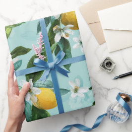 Verse Munt Groene Citroen Bloesem Waterverf Patroo Cadeaupapier