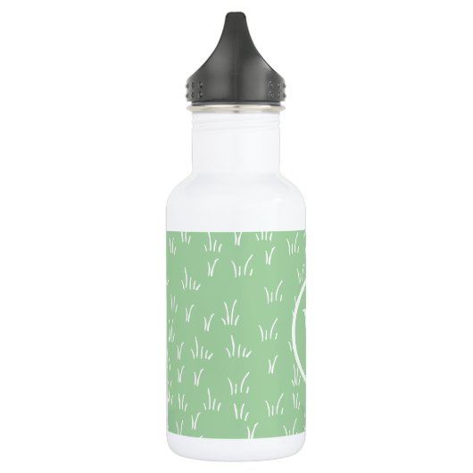 Verse Natuur | Groen grijs patroon en monogram Waterfles (Links)