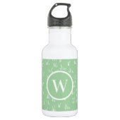 Verse Natuur | Groen grijs patroon en monogram Waterfles (Voorkant)