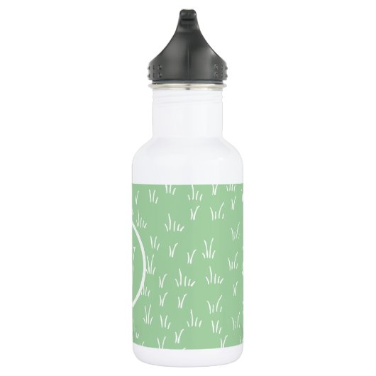 Verse Natuur | Groen grijs patroon en monogram Waterfles (Rechts)