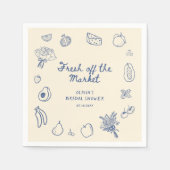 Verse net van de markt Blauwe handgetekende Servet (Voorkant)