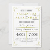 Verse Olijfgroene Art Deco bruiloft uitnodiging (Voorkant)