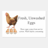 Verse Onbewassen Eieren Boerderij Label Sticker (Voorkant)