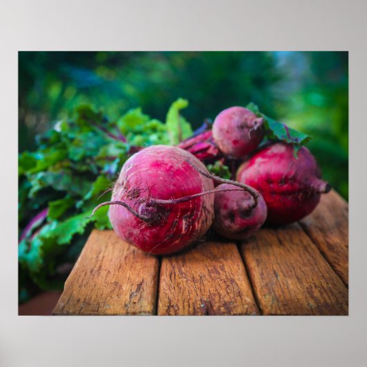 Verse Oogst Bieten Verweerd Houten Tafel Poster (Voorkant)