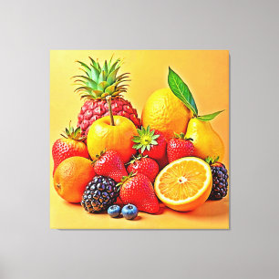 Verse oogst: Levendig ontwerp voor fruit oogst Canvas Afdruk