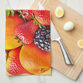 Verse Oogst: Levendig Ontwerp voor Fruit Oogst Theedoek (Quarter Fold)