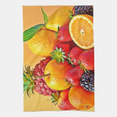 Verse Oogst: Levendig Ontwerp voor Fruit Oogst Theedoek (Verticaal)