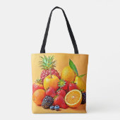 Verse Oogst: Levendige Fruit Oogst Ontwerp Tote Bag (Achterkant)