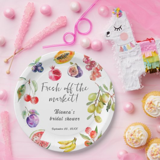 Verse Oogst Vruchten Bruidsborrel Verwelkoming Papieren Bordje (Feest)