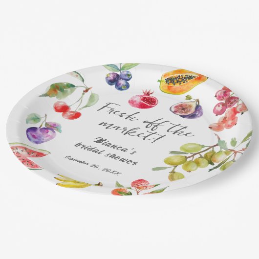 Verse Oogst Vruchten Bruidsborrel Verwelkoming Papieren Bordje (Gekanteld)