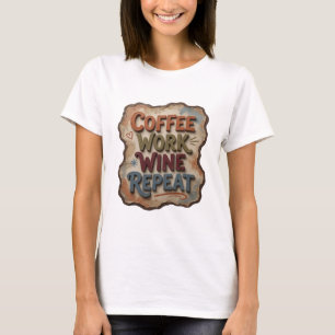 Verse Oranje COFFIE WERK WIJN HERHALEN T-shirt