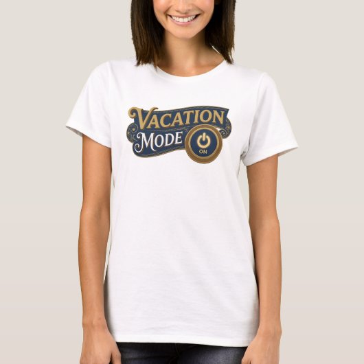 Verse Oranje VACATIE MODUS ACTIEF Statement Design T-shirt (Voorkant)