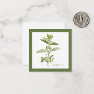 VERSE OREGANO 2,5" Vierkante Platte Kaart / Groen Notitiekaartje