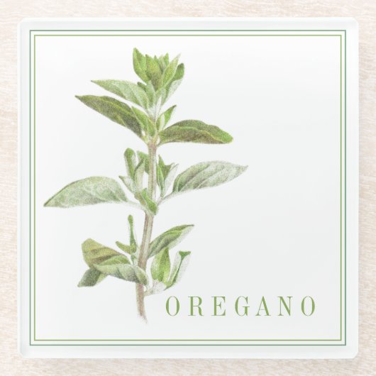 VERSE OREGANO Glas Drank Coaster Glazen Onderzetter (Voorkant)