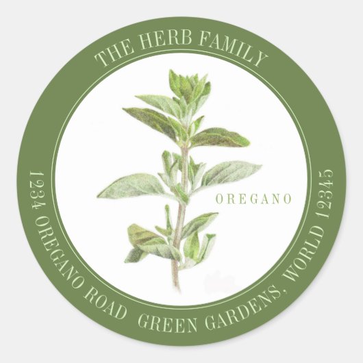 VERSE OREGANO Grote Ronde Envelop Afdichtingen - G Sticker (Voorkant)
