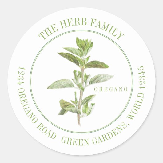 VERSE OREGANO kleine ronde adresenvelop afdichting Sticker (Voorkant)