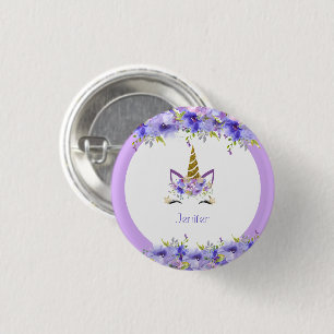 Verse Paarse Eenhoorn Verjaardagsdecoraties Ronde Button 3,2 Cm