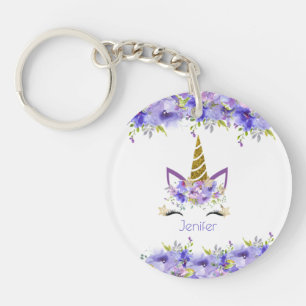 Verse Paarse Eenhoorn Verjaardagsdecoraties Sleutelhanger