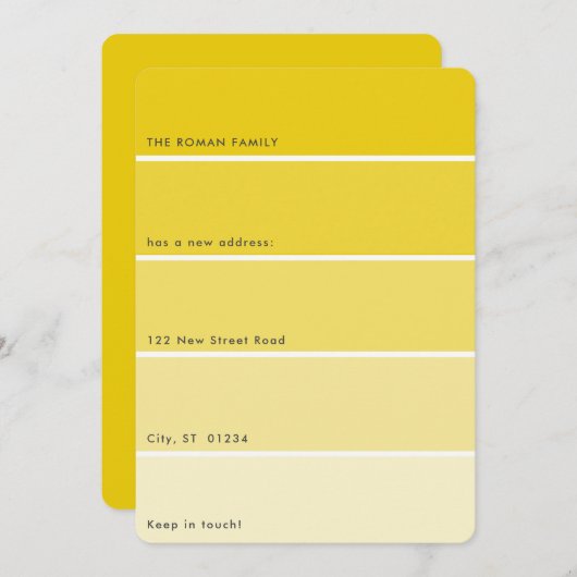 Verse Paint Moving Announcement Gold Paint Chip Kaart (Voorkant / Achterkant)