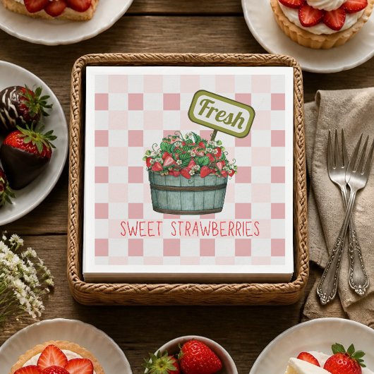 Verse Papieren Servetten Met Verse Aardbeien