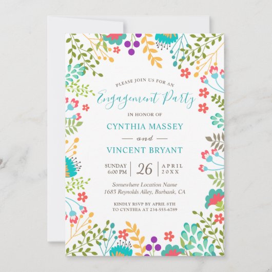 Verse pasteistei Floral Garden Engagement Party Kaart (Voorkant)