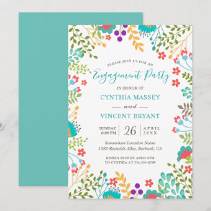 Verse pasteistei Floral Garden Engagement Party Kaart