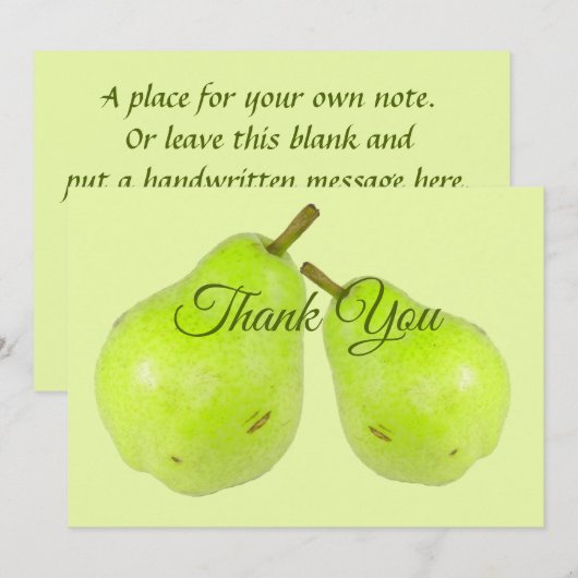 verse peren, groene juiky en zoet bedankkaart (Voorkant / Achterkant)