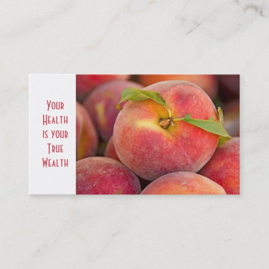 Verse perzik met blad visitekaartje (Voorkant)