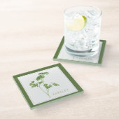 VERSE PETERSELIE Glas Drank Coaster (+tekst) Groen Glazen Onderzetter (Schuin)